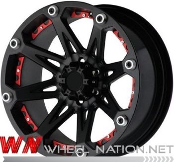 17" Ballistic Jester Wheels - Black with Red Inserts