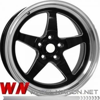 18" WN Stepped Dish 5-Spoke Wheels - Black / Machined