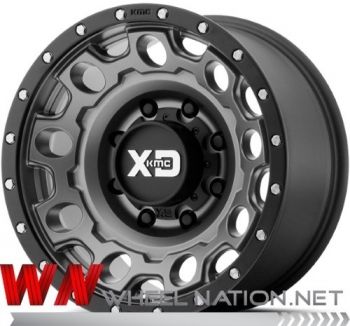 17" KMC XD Holeshot XD129 Wheels - Grey / Black
